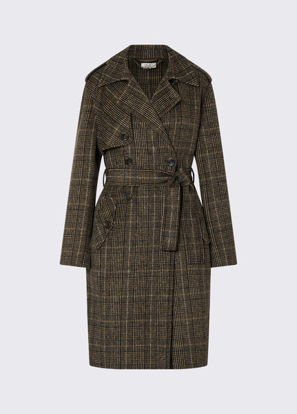 Camel Check Wool Coat