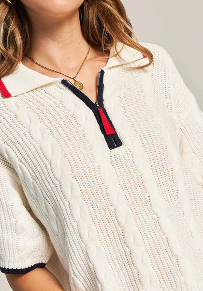 Short Sleeve Polo Sweater