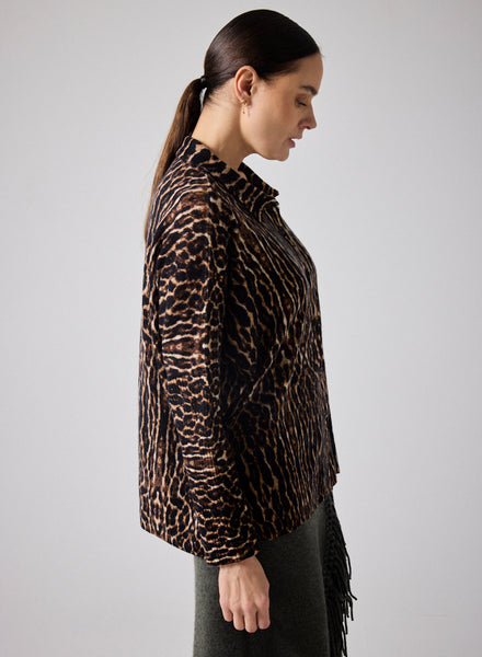 Lee Leopard Print Polo Cardigan