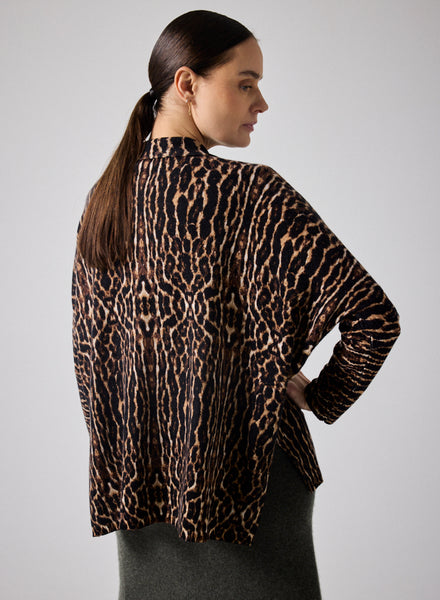 Lee Leopard Print Polo Cardigan