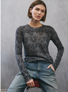 Herringbone Print Crew Neck