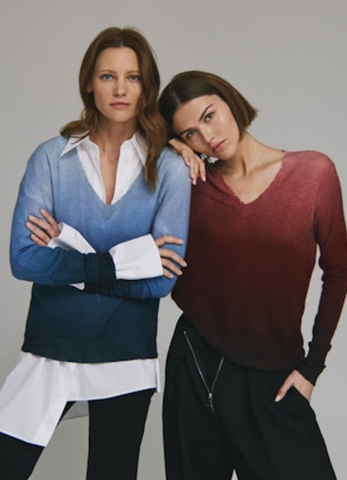 Ombre Distressed Edge V Neck - 2 Colours