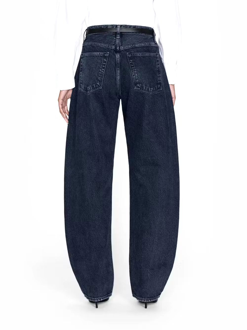 【Anyone more】Cardin Black Blue Washing Wide Denim Pants Buy Trendy Denim for Women: Jeans & Flare Leg Jeans | The