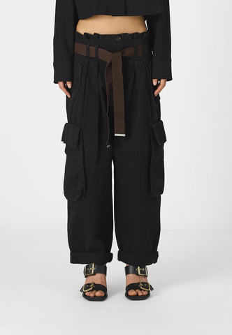 Oversize cargo trousers with belt