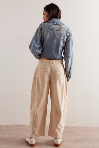 We The Free Good Luck Mid-Rise Cord Barrel Jeans