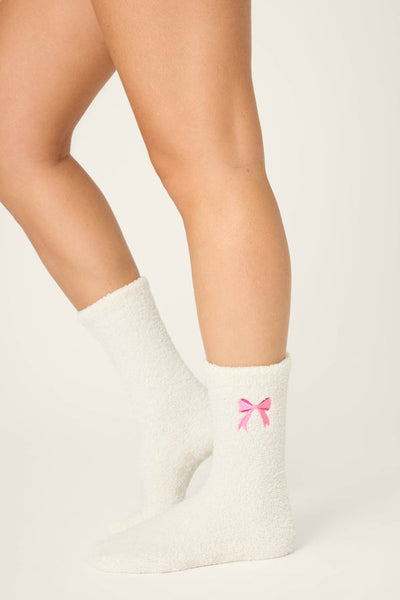 Cozy Bow Sock With Grip