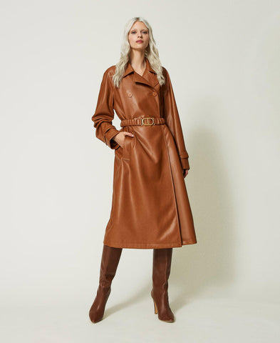 Leather Like Trench Coat