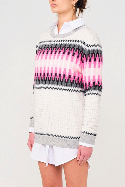 Electric Fairisle Cashmere Jumper in Frost Pink